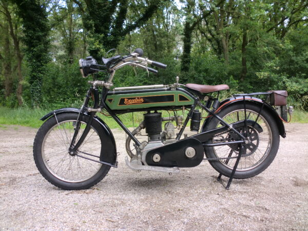 1914 Excelsior Big Single 810cc Single Cylinder SV & 2 Speed Jardine gearbox. Pioneer veteran motorcycle capable of hauling a sidecar as combination.