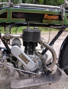 1914 British Excelsior BS Big Single with 810cc Single Cylinder SV & 2 Speed Jardine gearbox. Pioneer veteran antique motorcycle