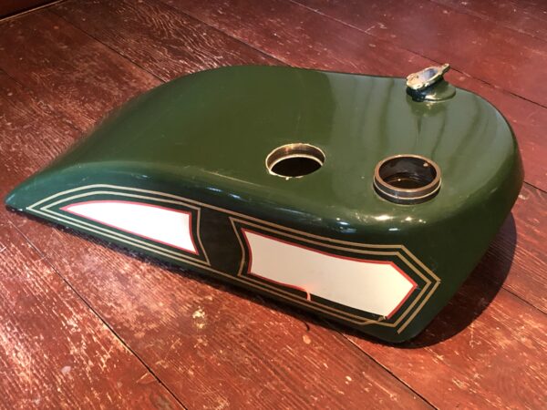 1927 1928 BSA flat tank Possibly for Models S27 S28 L27 L28. Antique motorbikes with flat tanks for gas. Late 1920s vintage motorcycle spare parts for sale