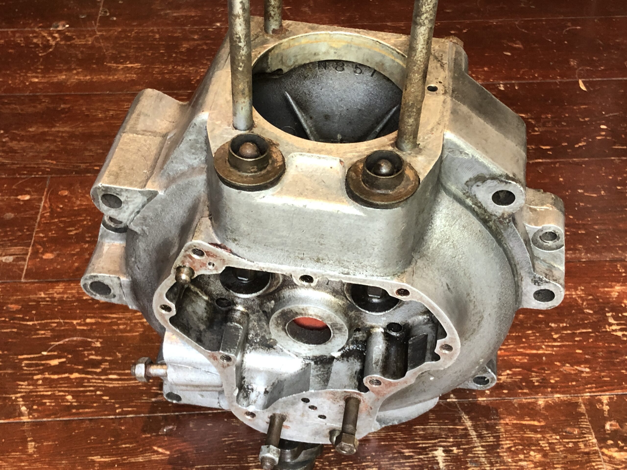 Vintage 1955 Norton 19S motorcycle engine cases. 600cc long stroke Model 19S for sidecar work. Rare matching engine case halves for the M19S