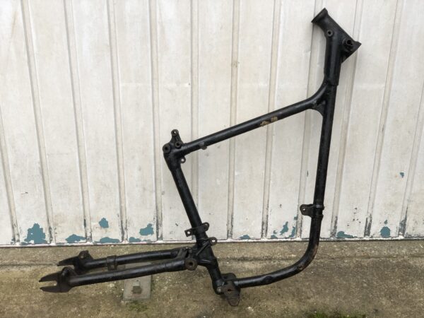 1959 T20 Triumph Tiger Cub frame with swing arm. Possible for use in Pre-1965 Trials competitions. Tiger Cub motorcycle project frame for sale + swinging arm.