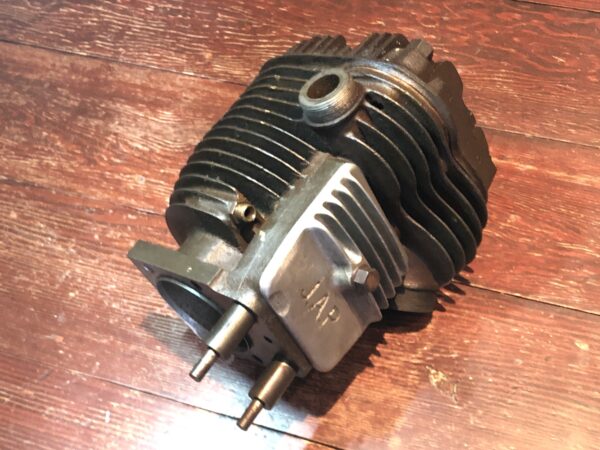 750cc JAP V-Twin front engine barrel vintage motorcycle engine part. Complete barrel with good fins for a 50 degree JAP twin cylinder side valve SV engine