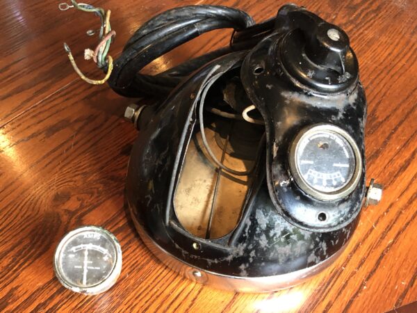 Lucas DU42 Headlamp with flat glass, switches and wiring EX WD. - 6.5"