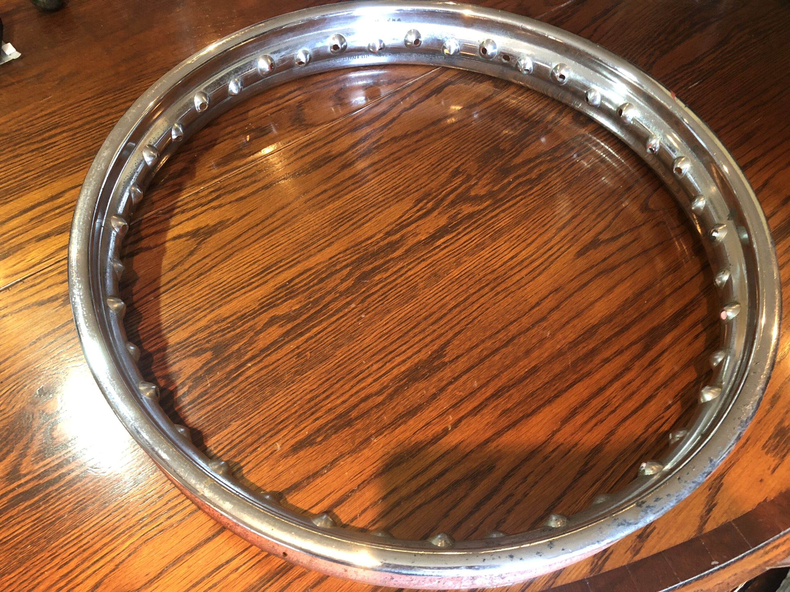 Original MB41 Dunlop BSA 19" Chrome rim for 190mm front brake WM2-19 40 spoke. Ideal for your patina BSA Gold Star, B31, B33, A10