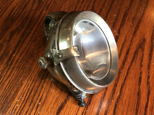 Powell & Hanmer P&H Small nickel plated carbide front lamp for flat tank vintage veteran motorcycles. Would suit many lightweight antique motorcycles