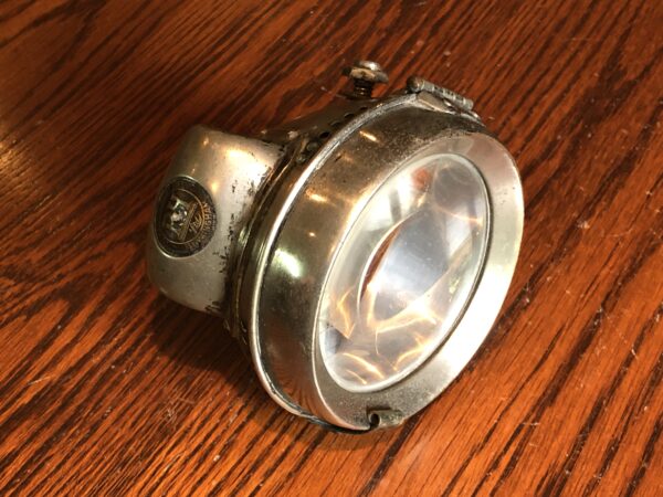 Powell & Hanmer P&H Small nickel plated carbide front lamp for flat tank vintage veteran motorcycles. Would suit many lightweight antique motorcycles