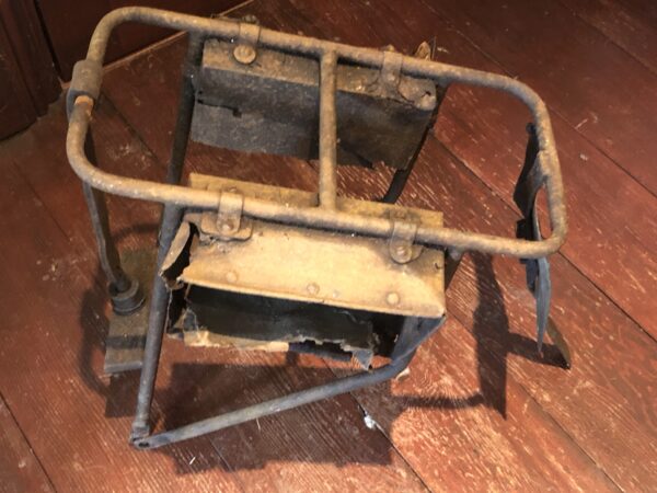 Veteran BSA flat tank spares for sale. Original rear rack & tool boxes. Antique British motorcycle spare parts for sale. Vintage motorbike parts dealers