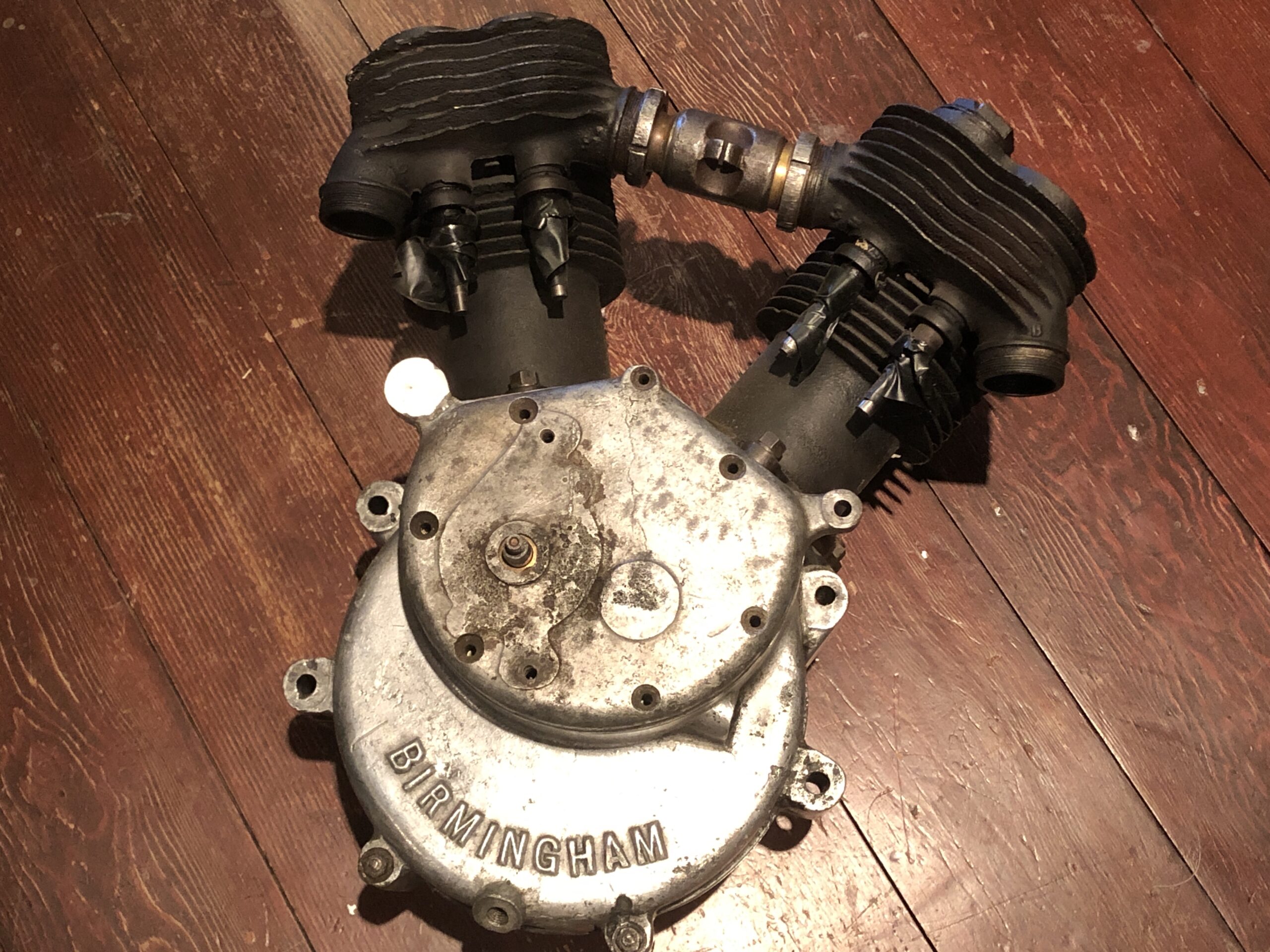 Pioneer Veteran & Vintage Motorcycle New Hudson Big Six V-Twin engine. 770cc V-Twin antique motorbike engine for early flat tank motorcycles.