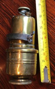 Miller, Joseph Lucas, P&H, Powell & Hanmer, Small Carbide gas generator for acetylene rear lamp on Veteran & Vintage motorcycles