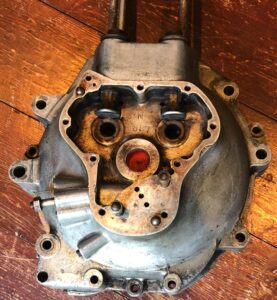 Vintage 1955 Norton 19S motorcycle engine cases. 600cc long stroke Model 19S for sidecar work. Rare matching engine case halves for the M19S