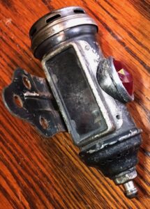 Antique Veteran Vintage motorcycle Lucas rear carbide light. Joseph Lucas large rear light measures 3-3/4" suit a larger capacity motorcycle. Like P&H, Miller