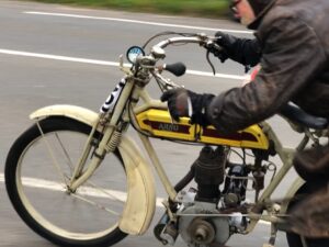 1912 single speed veteran ARNO motorcycle at the 2024 Pioneer Run