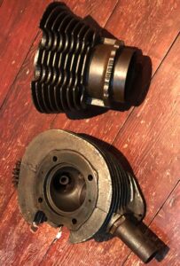 Vintage Norton ES2 cylinder head and barrel for 1940's - 1950's Classic Norton motorcycle. Used second hand Norton motorbike engine parts for the ES2 model