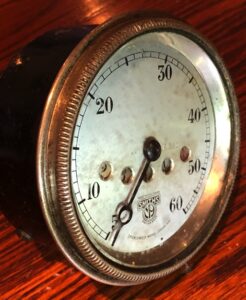 Working Vintage Model A Smiths speedometer 60 mph with fluted edge to the rim. Antique motorcycle or vintage car silver face Smiths 0-60 m.p.h.