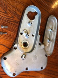 Inner & outer Timing covers for Norton 16H, Big 4 Poss Model 18 ES2. Might suit Big 4, model 18 or ES2 but it looks like a rigid framed Norton 16H timing cover.